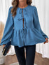 'Sorrel' Tie Up Front Puff Sleeve Blouse - Celes Fashion